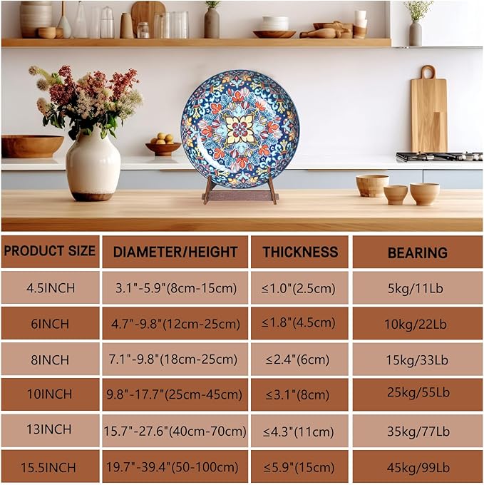 Plate Stands for Display,6 Inch wooden Plate Holder Display Stands,Frame holder stand for Book, Picture,plaque, Decorative Plate, Photo and Platter, Tabletop Art.(1 Pack )