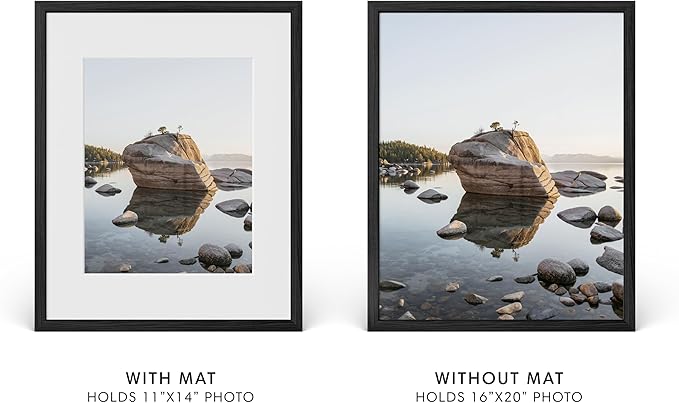 HAUS AND HUES 16x20 Picture Frame with Real Glass & Black American Oak Matted to 11x14 - Oak 16x20 Poster Frame - Includes Vertical & Horizontal Hang - Ideal for Home, Office (16x20 in)