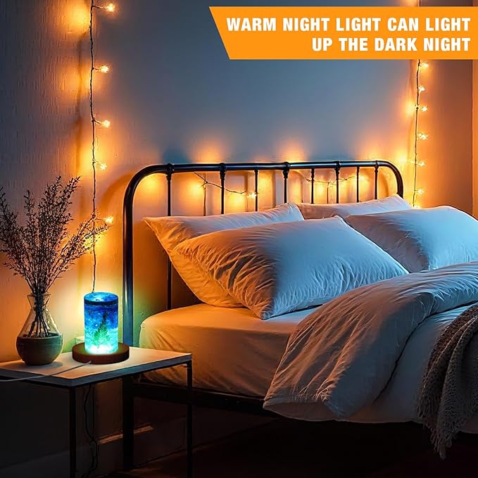 2 Pcs Light LED Base Wood LED Display Base for Glass Art Valentine Decor Crystal Acrylic Resin, 16 Colored USB Light with Remote Wooden Round Lamp Stand for 3D Crystal Ball Room Home Decor(Walnut)