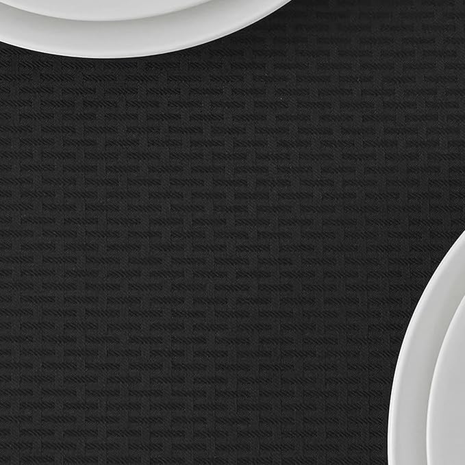 maxmill Square Tablecloth Weaved Texture Stain Resistant Waterproof Wrinkle Resistant Washable Soft Table Cloth, Decorative Fabric Table Cover for Dining Room Dinner and Parties, 52 x 52 Inch, Black