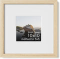 HAUS AND HUES 10x10 Picture Frame with Real Glass and Natural American Oak Matted to 5x5 - Oak 10x10 Frame With Mat - Includes Vertical & Horizontal Hang - Ideal for Home, Office (10x10 in, Natural)