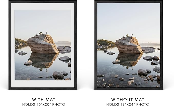 HAUS AND HUES 18x24 Picture Frame with Real Glass and Black Oak Matted to 16x20 - Oak 18x24 Frame With Glass - Includes Vertical and Horizontal Hang - Ideal for Home, Room, Office (18x24 in, Black)