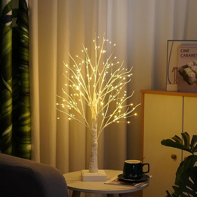 144 LED Birch Tree Lights with Remote Control, DIY Artificial Tree Lamp with Timer, Twinkle Lighted Tree 3 AA or USB Powered, Fairy Light Spirit Trees for Christmas Decor (Warm White)