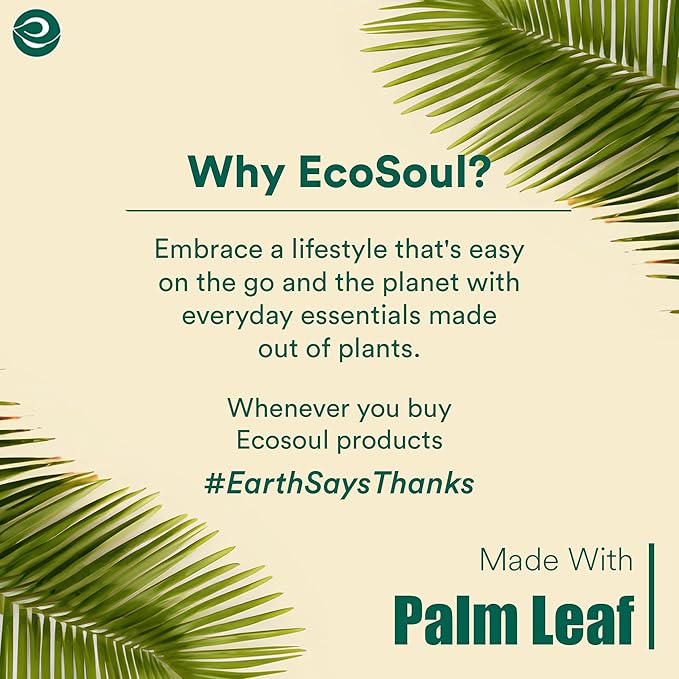 ECO SOUL Palm Leaf Disposable Bamboo Plates 10" Round Compostable & Biodegradable Party Plates for Dinner, Weddings, Parties & Events 100 Count