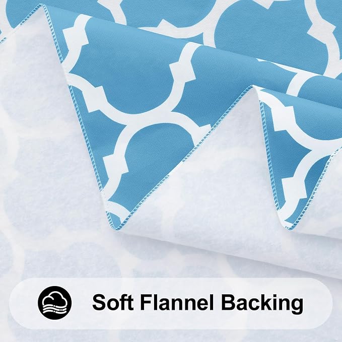 Smiry Rectangle Table Cloth, Waterproof Vinyl Tablecloth with Flannel Backing for Rectangle Tables, Wipeable Spillproof Plastic Tablecloths for Dining, Camping and Indoor (54"x120", Light Blue)