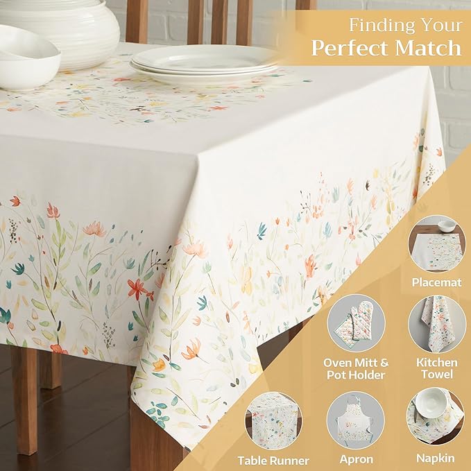 Maison d' Hermine Table Cloth Rectangle Table 100% Cotton 70 x 108 Inches Tablecloth Reusable Decorative for Dining Room Farmhouse Home Valentines Day Decorations Spring Summer - Colmar