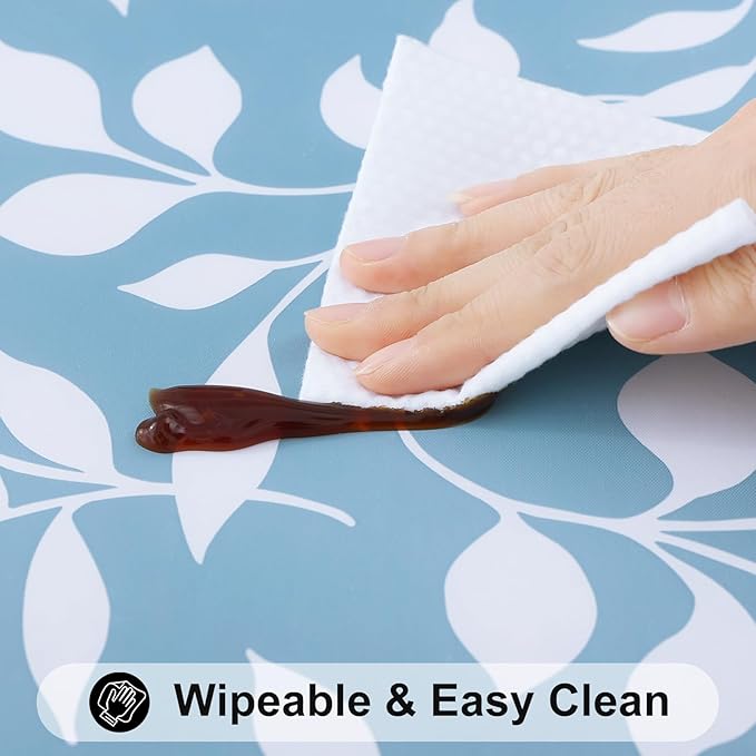 Smiry Rectangle Table Cloth Cover, Waterproof Elastic Fitted Picnic Tablecloth for 4 Foot Tables, Wipeable Flannel Backed Vinyl Tablecloths for Camping, Dining, Outdoor (Baby Blue, 30" x 48")