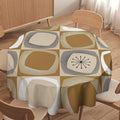Mid Century Round Tablecloth, Retro Geometric Colorful Squares Abstract Boho Vintage 50s 60s Tablecloth for Home Party Dining Room Kitchen Decor 36Inch(90cm)