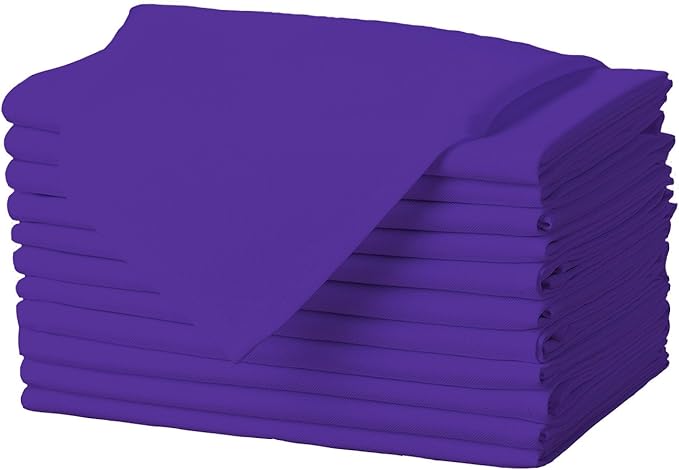Gee Di Moda Cloth Napkins - 17 x 17 Inch Purple Dinner Napkins - Set of 12 Soft & Absorbent Washable Fabric Cloth Table Napkins with Hemmed Edges for Hotel Restaurant, Holiday Parties & Wedding