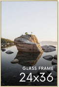 HAUS AND HUES 24x36 Picture Frame with Real Glass & Gold Premium-Grade Metal - Aluminum 24x36 Poster Frame - Includes Hanging Kit - Ideal for Home, Office (24x36 in, Gold)