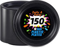 WELLIFE Black Plastic Plates 10 Inch -150 Count for Party, Plastic Disposable Dinner Plates for Easter Picnic BBQ