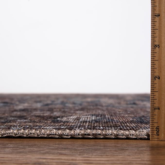 Keen Home Design 2x12 Rug - Machine Washable Runner Rug with Non-Slip Backing, Ideal for Hallway, Entryway, Kitchen, Laundry Room - Vintage, Easy Clean, Durable, Low Pile - (2'6" x 12')