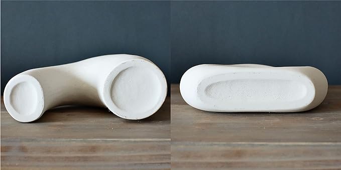 Carrot's Den Donut Vase, Set of 2 - White Large Ceramic Vase - Minimalist Nordic, Hollow | Table Centerpiece, Olive Plant, Wedding, Living Room, Bookshelf, Office, Modern Home, Entryway, Console