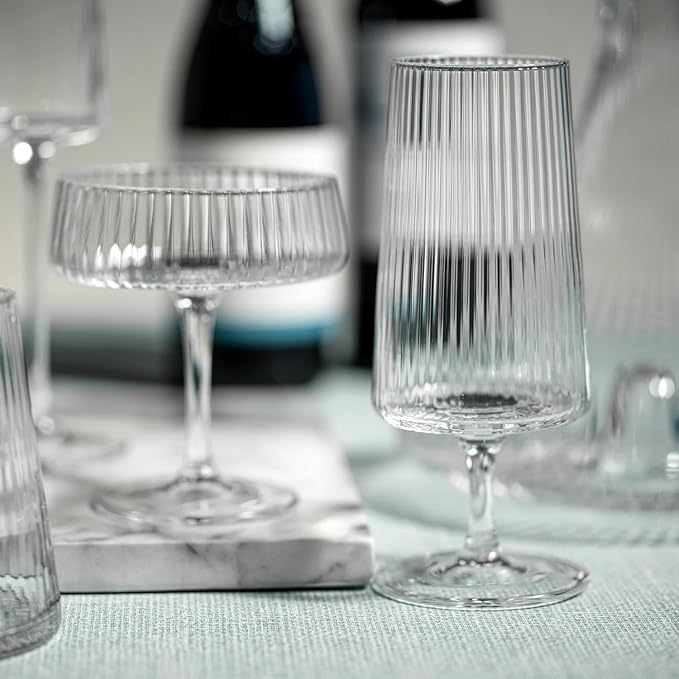 Zodax Bandol Fluted Textured Glasses or Stemware (Cocktail S/3)