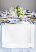 Solino Home Linen White Table Runner 60 Inches - Classic Hemstitch, 100% Pure Linen Coffee Table Runner 14 x 60 Inch Ideal for Dresser Tables - Valentines, Spring, Easter