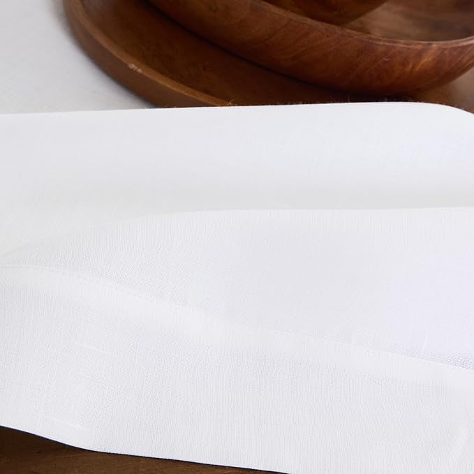 Solino Home Linen White Tablecloth 60 x 102 Inch - 100% Pure Linen Rectangular Tablecloth - Machine Washable Table Cloth for Winter, Valentines, Spring, Easter - Fete