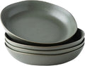 AmorArc 9.75'' Ceramic Large Pasta Bowls, 38oz Stoneware Flat Serving Bowls Set of 4, Oven,Microwave&Dishwasher Safe Bowls with Wavy Rim for Fruit Pasta Salad Meal, Reavtive-Matte