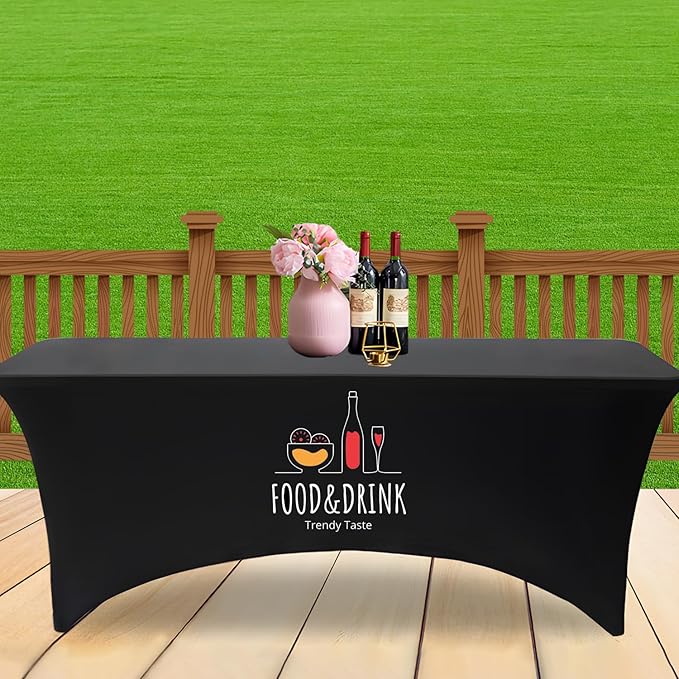 Personalized Table Cloth with Logo Image Customized Tablecloth 4FT/5FT/6FT/8FT Spandex Customized Table Cover Promotional Business Tradeshow Events Birthday Party Wedding (5FT Spandex(Closed back))