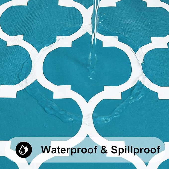 Smiry Square Table Cloth, Wipeable Spillproof Plastic Tablecloths for Dining, Waterproof Vinyl Tablecloth with Flannel Backing for Square Tables, Camping, Outdoor and Indoor (70"x70", Teal)