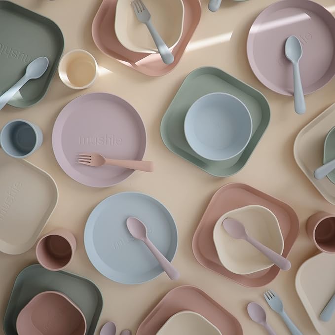 mushie Square Dinnerware Bowls for Kids | Made in Denmark, Set of 2 (Blush)