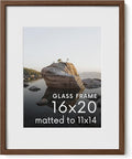HAUS AND HUES 16x20 Picture Frame with Real Glass & Walnut American Oak Matted to 11x14 - Oak 16x20 Wood Frame - Includes Vertical & Horizontal Hang - Ideal for Home, Room, Office (16x20 in, Walnut)