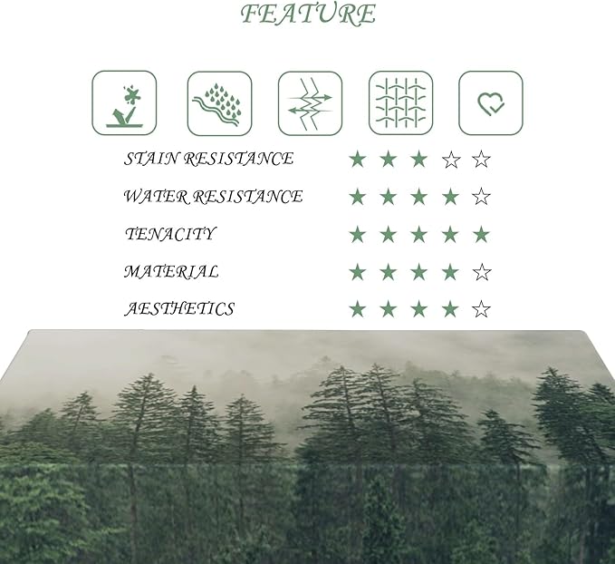 54x78 Inch Nature Scenery Rectangular Tablecloth Foggy Wild Forest Mysterious Secret Realm Table Cloth Waterproof Durable Table Cover for Home Game Room Banquet Picnic Outdoor BBQ Decor