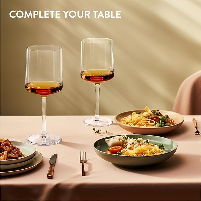 Navaris Clear Wine Glasses - Set of 4 - Transparent Wine Glasses with Stems - Stylish Design Glassware for Serving Wine, Cocktails, Dessert