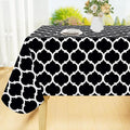 Smiry Rectangle Table Cloth, Waterproof Vinyl Tablecloth with Flannel Backing for Rectangle Tables, Wipeable Spillproof Plastic Tablecloths for Dining, Camping, Indoor and Outdoor (52"x70", Black)