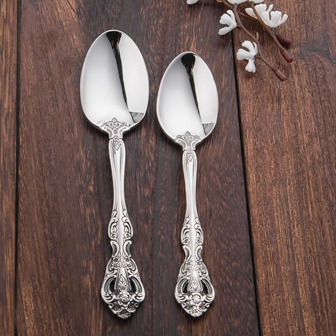 TWEE Luxury Fine Silverware Set for 6 Flatware Set 30 Pieces Relief Sculpture Openwork Design Elegant Tableware Set 18/10 Stainless Steel Cutlery Set Utensil Sets for Home Restaurant Dishwasher Safe