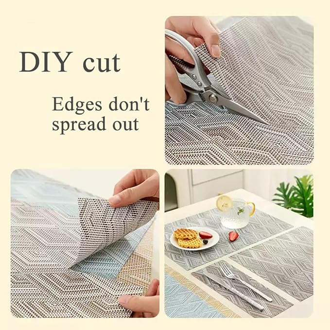 Druable Placemats Set of 8, Plastic Heat-Resistant Non-Slip Vinyl Place Mats Washable Easy to Clean Indoor Outdoor (18"x12", Dark Grey)