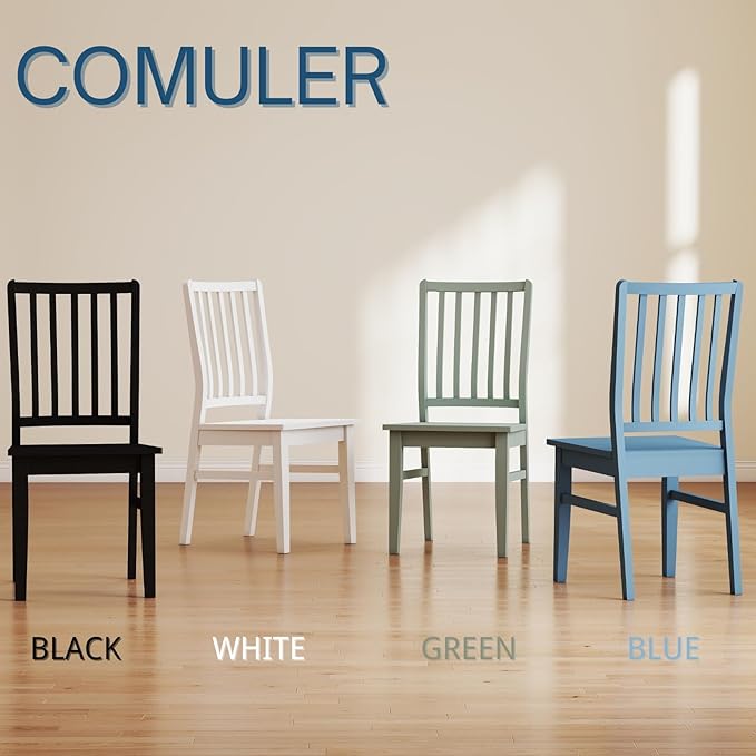 White Wooden Dining Chairs Set of 8, Farmhouse Dining Room & Kitchen Chair with High Back, Spindle Windsor Armless Side Chair for Living Room Dining Room Kitchen Restaurant Balcony