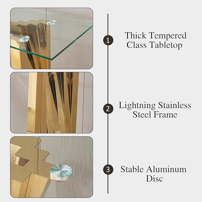 7 Piece Glass Dining Table Set,70" Dinner Room Glass Table Set for 6,Modern Kitchen Dinner Table Set with Stainless Steel Base and 6 Upholstered Velvet Dining Chairs for Living Dining Room