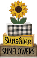 4 Pcs Sunflower Decorations Sunflower Wooden Sign Sunshine Table Centerpiece Summer Tiered Tray Decor Decorative Faux Book Stack Block for Coffee Table Fireplace Mantel Floating Shelf