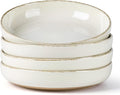 AmorArc 8.75'' Large Ceramic Pasta Bowls, 36oz Handpainted Stoneware Bowls Set of 4, Microwave&Dishwasher Safe Bowls with Wavy Rim&Rustic Terracotta Underside for Pasta Salad, Handbrush Rim