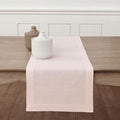 Solino Home Linen Pink Table Runner 90 Inches Long - 100% Pure Linen Hemstitch 14 x 90 Inch Table Runner for Dining, Valentines, Spring, Easter - Classic Hemstitch