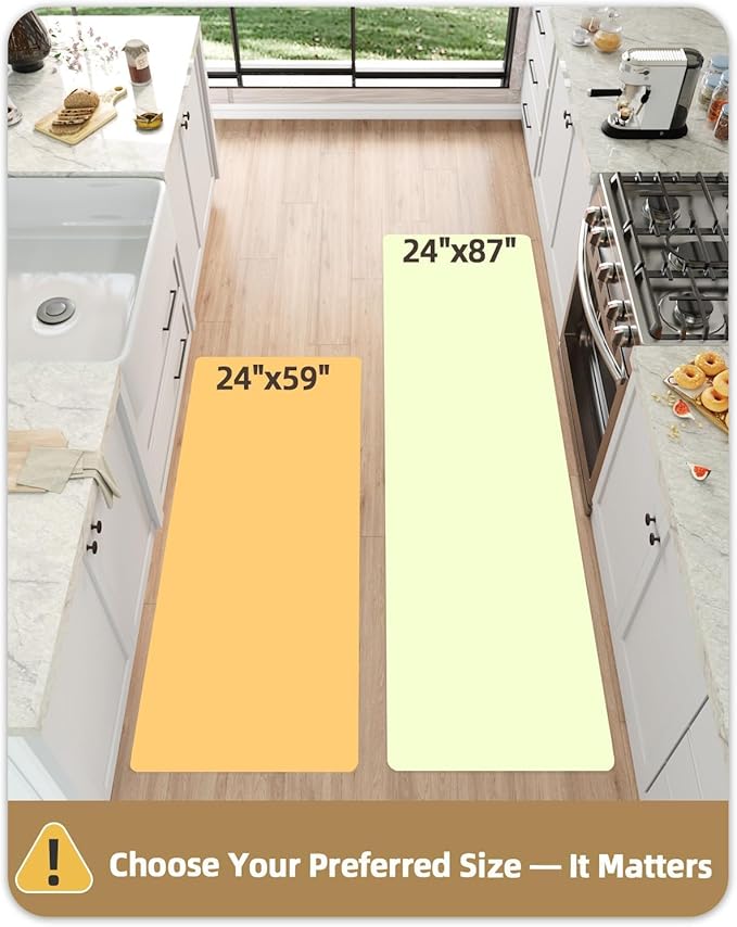Color&Geometry Kitchen Floor Mats Anti Fatigue, Cushioned Boho Rugs,Waterproof Non Slip Kitchen Runner for Sink, Standing Mats for Office,24"x87",Beige