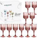 XUWAIDSGN 16 Pcs 7oz Plastic Vintage Wine Glasses Drinking Glasses Unbreakable Wedding Glassware Crystal Water Goblets Reusable Drinkware Vintage Champagne Flutes (16, Rose Gold)