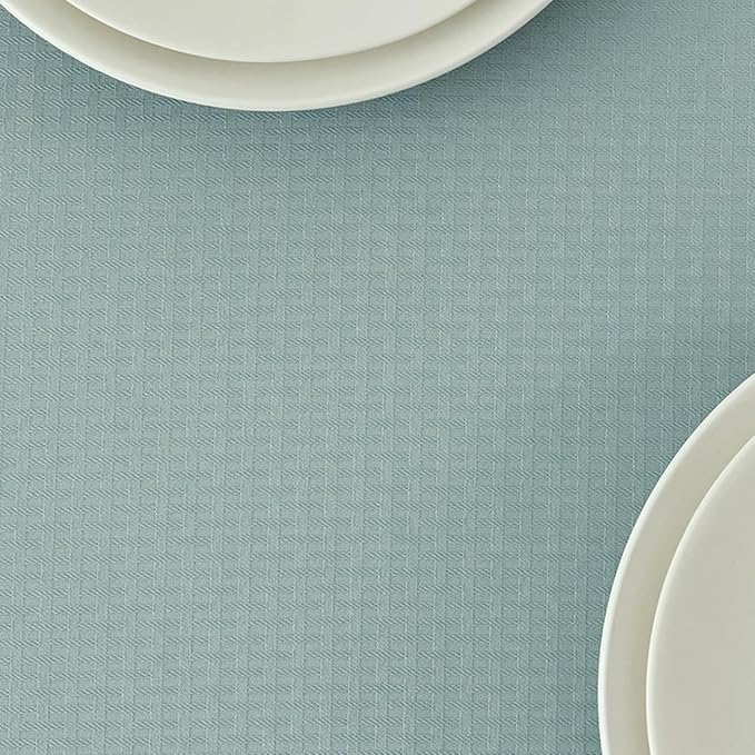 maxmill Jacquard Tablecloth Stain Resistant Waterproof Wrinkle Free Spillproof Washable Soft Weaved Texture Table Cloth for Dining Room, Indoor Outdoor Use, Rectangle 60 x 140 Inch, Dusty Blue