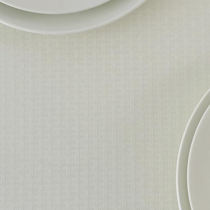 maxmill Jacquard Tablecloth Stain Resistant Waterproof Wrinkle Resistant Spillproof Washable Soft Weaved Texture Table Cloth for Dining Room, Indoor Outdoor Use, Rectangle 60 x 140 Inch, Ivory
