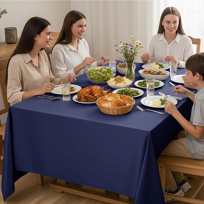 10-Pack Navy Blue Tablecloths for Rectangle Tables, 70 x 108 Inches, Stain-Resistant Polyester Fabric for 6 Foot Tables - Washable Table Covers for Weddings, Birthday Parties, Events