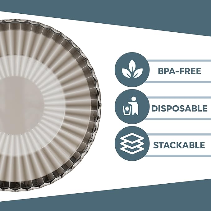 Exquisite Brown Plastic Bowls Disposable - 16 Oz - 20 Count - Disposable Soup Bowls - Great for Weddings Parties And Formal Occasions