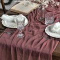Artoid Mode Boho Cheesecloth Gauze Dusty Rose Wedding Table Runner, 160 Inch Seasonal Fabric Kitchen Dining Holiday Table Decor for Home Party Indoor