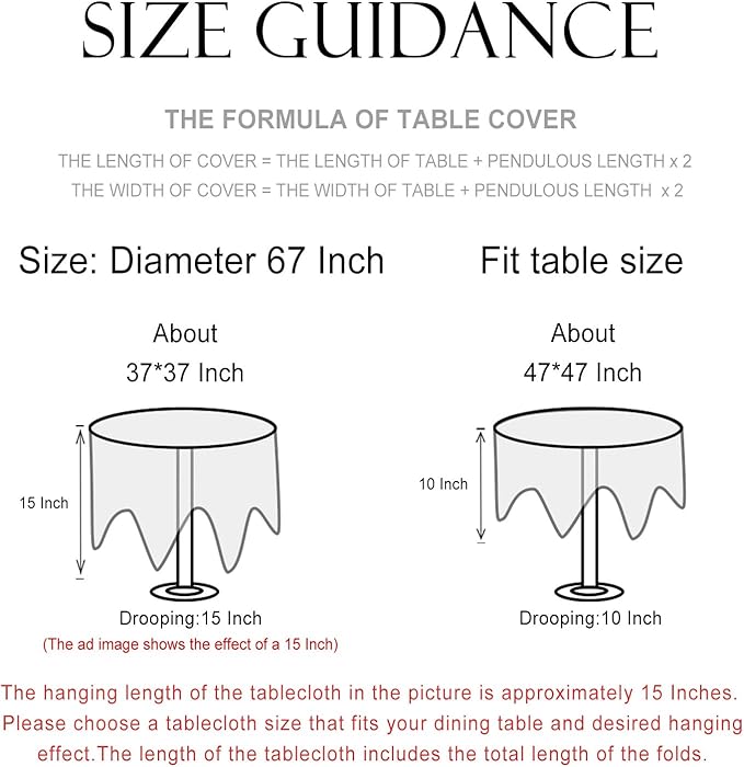 patdrea Designer Green Tablecloth for Round Table,Vintage Linen Leaves Pattern Table Cloth,Floral Cover Fall Decor for Kitchen Dining Christmas,Thanksgiving,Diameter 67"-Cecilia D