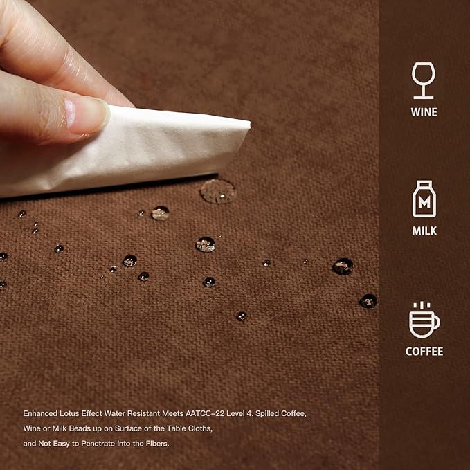 BALCONY & FALCON Rectangle Tablecloth Washable Wrinkle Resistant and Water Proof Table Cloth Decorative Linen Fabric Tablecloths for Dining Parties Kitchen Wedding and Outdoor Use (Brown, 57x118)