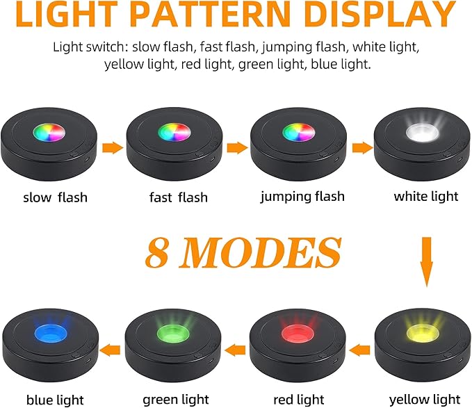 EUSTUMA Rotating LED Display Base Colorful Light Crystal Display Base Stand,Suitable for Glass Crystal Spherical Artwork,Holiday Party Decoration. (Black)