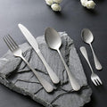 Matte Silverware Set for 6 Stainless Steel Flatware Set Vintage Style Delicate Cutlery Utensils 30 Piece Include Knives Forks and Spoons Tableware Set for Home Kitchen Wedding Restaurant