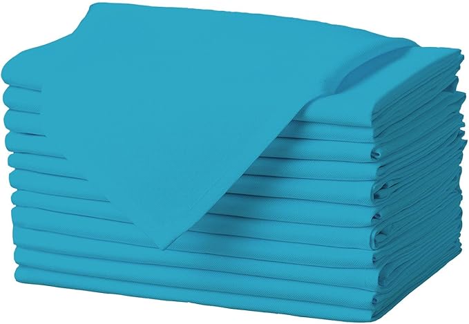 Gee Di Moda Cloth Napkins - 17 x 17 Inch Caribbean Dinner Napkins - Set of 12 Soft & Absorbent Washable Fabric Cloth Table Napkins with Hemmed Edges for Hotel Restaurant, Holiday Parties & Wedding