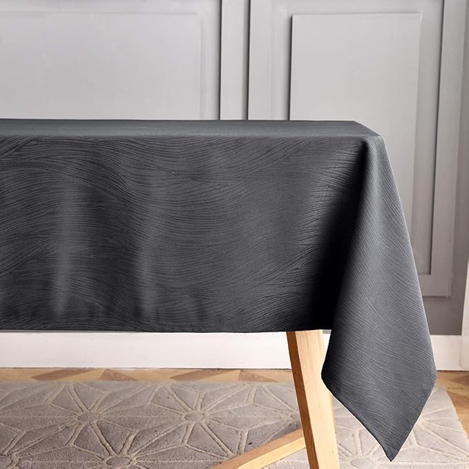 maxmill Jacquard Tablecloth Swirl Design Water Resistance Antiwrinkle Heavy Weight Soft Table Cloth for Buffet Banquet Parties Event Holiday Dinner Square 52 x 52 Inch Charcoal