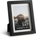 HAUS AND HUES 5x7 Picture Frame with Real Glass and Black Oak Matted to 4x6 - Oak 5x7 Picture Frame - Includes American Oak, Easel Back, Vertical Hang - Ideal for Home, Room, Office (5x7 in, Black)