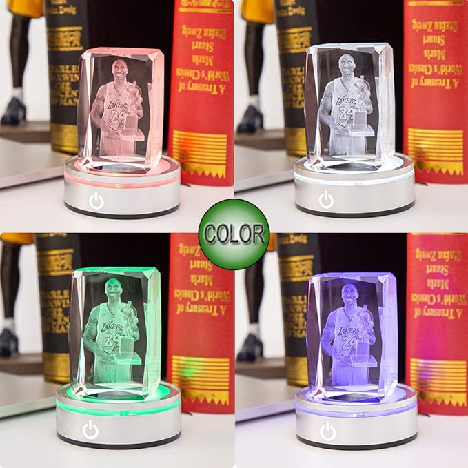 IFOLAINA LED Light Base Lighted Display Stand for Crystal 3D Photo Glass Art Tumbler RGB Multicolor Lighting Round Pedestal USB Battery Operated - Flat